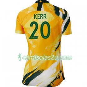 Camisolas de Futebol Austrália Sam Kerr 20 Equipamento Principal Copa do Mundo Feminino 2019 Manga Curta